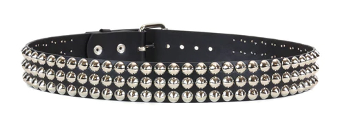 3 Rows Of Cones on a BLACK LEATHER belt by Funk Plus