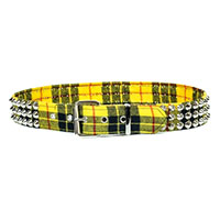 3 Rows Of Cones on a YELLOW PLAID belt by Funk Plus (Vegan)