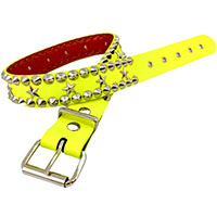 2 Rows Of Cones & 1 Row Of Stars on a YELLOW VEGAN belt by Funk Plus