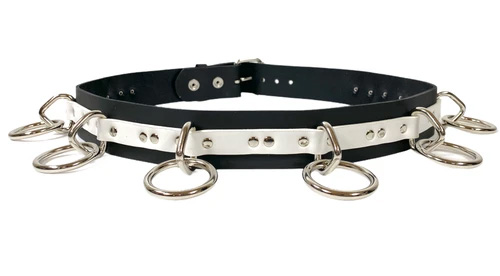 Bondage Belt (Black/White Leather) by Funk Plus