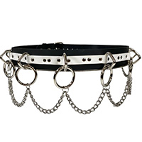 Bondage Belt (Black/White Vegan) With Chains by Funk Plus (Non-Leather)