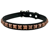 1 Row Of Antique Copper Pyramids On A Black Leather Choker by Funk Plus