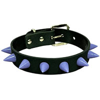 1 Row Spike Glow In The Dark Rubber Choker by Funk Plus- Black/Purple