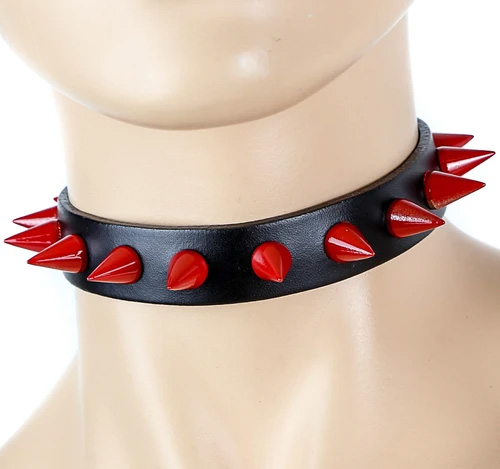 1 Row 5/8" Red Cone Spike Choker by Funk Plus