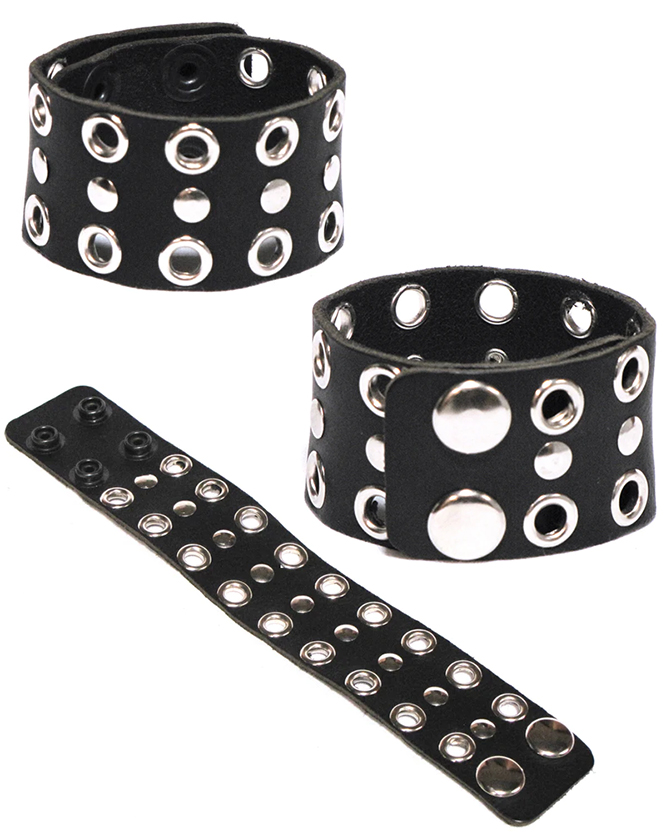 Grommets & Studs on a Black Leather Bracelet by Mascorro Leather