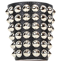 6 Rows Of Cones on a Black Leather Armband/Bracelet by Funk Plus