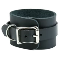 Strap Buckle Black Leather Bracelet by Funk Plus
