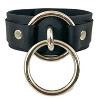 Double Silver Bondage Ring on a Black Leather Bracelet by Funk Plus