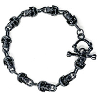 Metal Linked Skull Bracelet by Funk Plus- Black