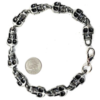 Metal Linked Skull Bracelet by Funk Plus- Silver