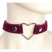 Heart Ring Choker by Funk Plus- Burgundy Velvet