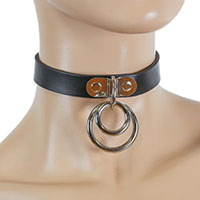 Double Ring On A Black Vegan Choker by Funk Plus