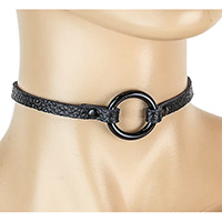1/4" Black O-Ring On A Black Leather Choker by Funk Plus