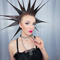 Black Leather Choker With Layered Chains And SIlver Lock by Funk Plus