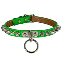 1 Row British Cones & Ring on a Green Patent Choker by Funk Plus