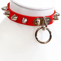 1 Row British Cones & Ring on a Red Patent (Vegan) Choker by Funk Plus