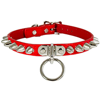 1 Row British Cones & Ring on a Red Patent Choker by Funk Plus