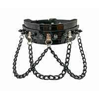 Spikes And Chains Choker by Funk Plus- Black Patent (Vegan)