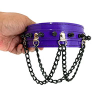 Spikes And Chains Choker by Funk Plus- Purple Patent (Vegan)