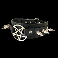 Pentagram & Spikes Choker by Funk Plus- Black Vegan