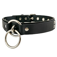 Double Ring On A Black Leather Choker by Funk Plus