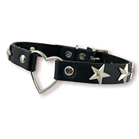 Stars And Heart on a Black Matte Vegan Choker by Funk Plus (Non-Leather)