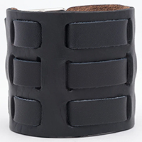 3 Strap Black Leather Buckle Bracelet by Mascorro Leather