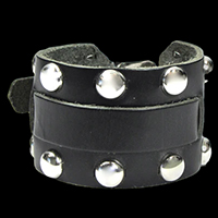 Dome Studs Black Leather Buckle Bracelet by Mascorro Leather