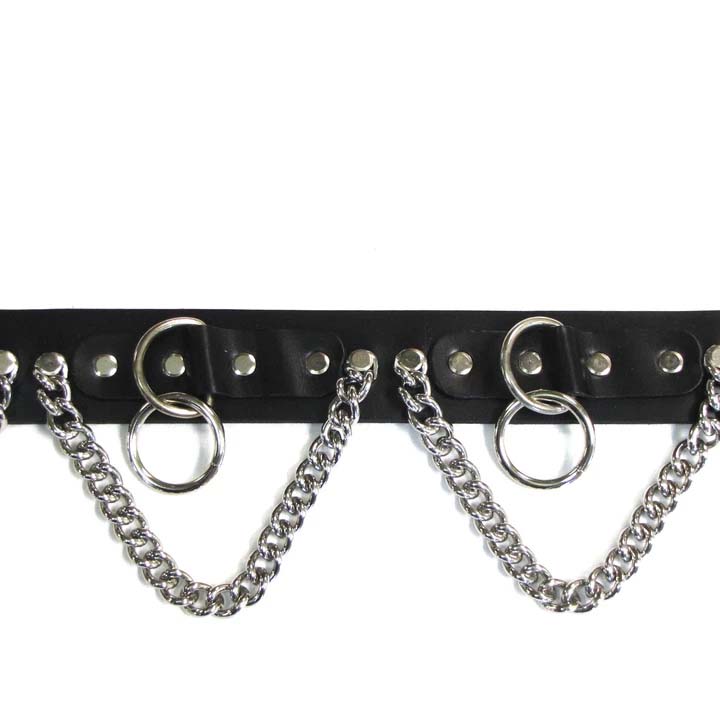 Black Leather Bondage Belt With Chains by Mascorro Leather