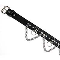 Black Leather Bondage Belt With Chains 
