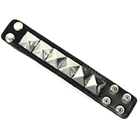 1 Rows XL Pyramids on a Snap Black Leather Bracelet by Mascorro Leather