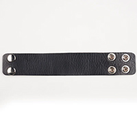 Black Leather 1 1/2" Snap Bracelet by Mascorro Leather