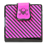 Stripes & Skull Wallet by Funk Plus- Hot Pink