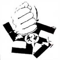 Anti Nazi- Fist Crushing Swastika sticker (st112)