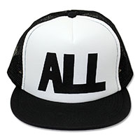 All- Logo on a black/white trucker hat