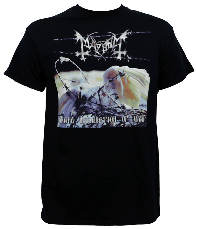 Mayhem- Grand Declaration Of War on a black shirt