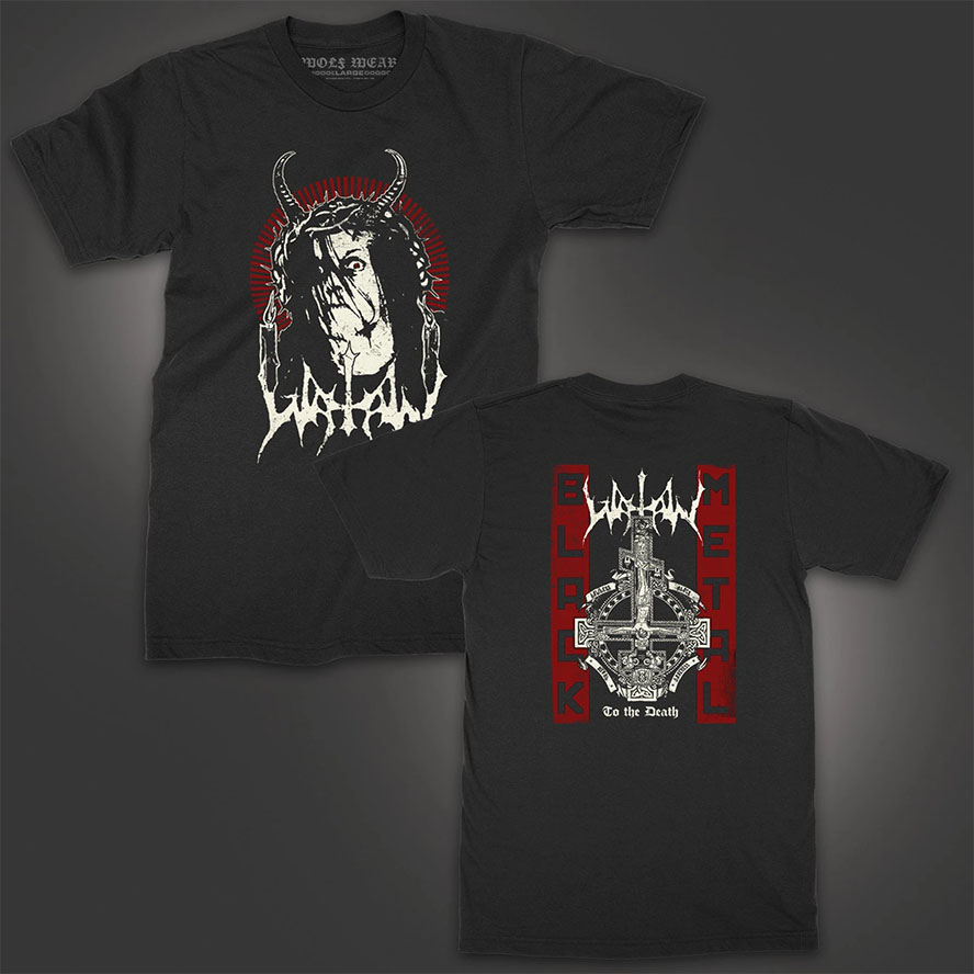Watain- Antichrist on front, Black Metal on back on a black shirt