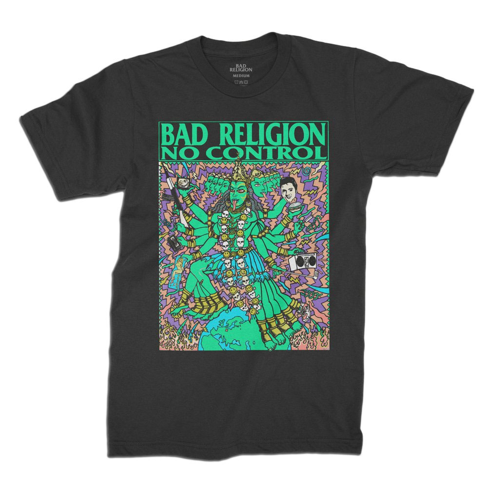 Bad Religion- No Control (Kozik Art) on a black shirt