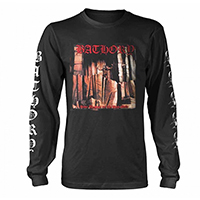 Bathory- Under The Sign Of The Black Mark on front, Goat on back, Sleeve Prints on a black long sleeve shirt