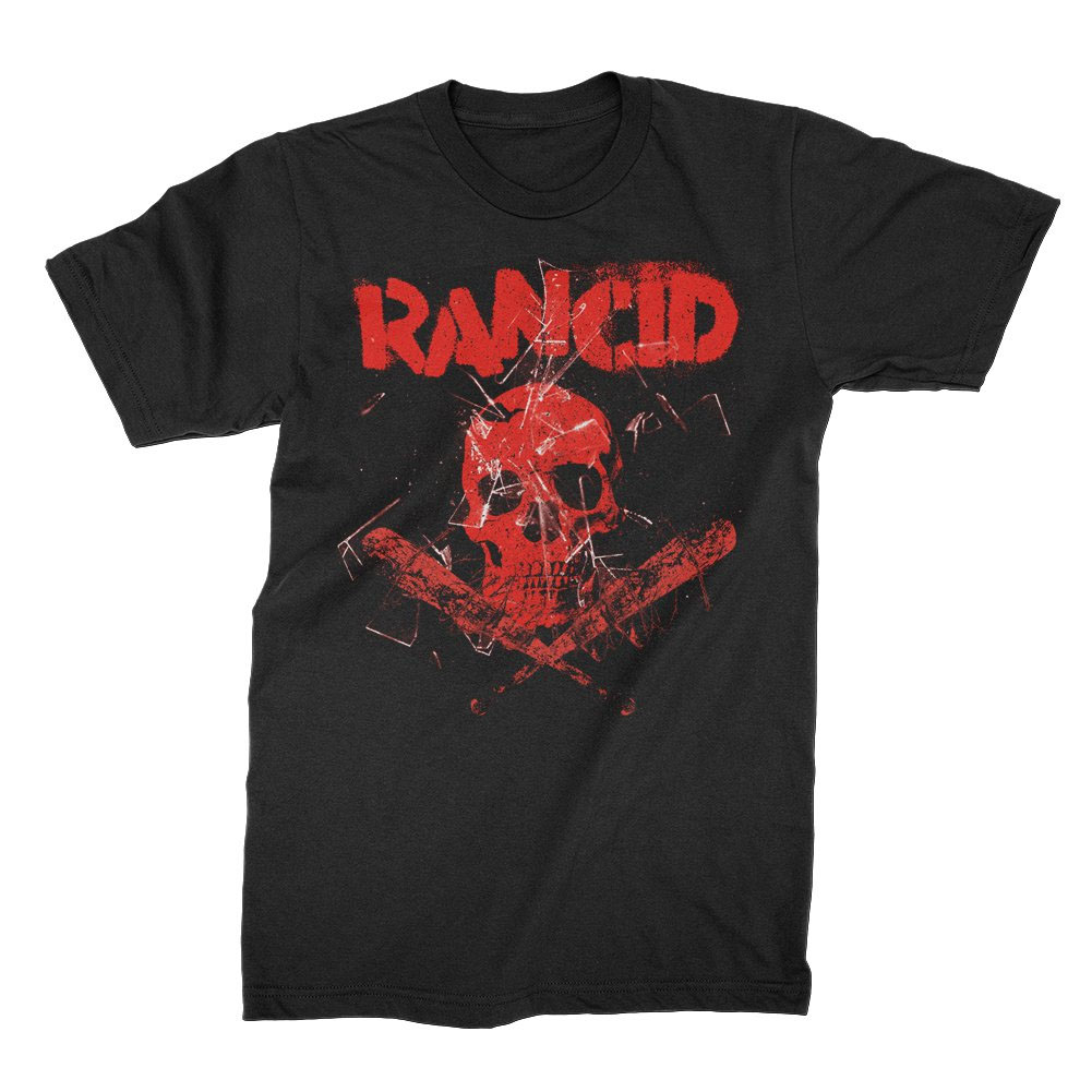 Rancid- Skull & Bats on a black shirt