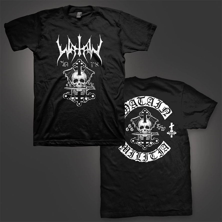 Watain- Skull And Knife on front & back on a black shirt