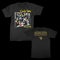 Circle Jerks- Group Sex on front, Songs on back on a black shirt