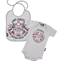 Striped My Dad's Tattoos Gift Set by Six Bunnies (S:0-3m, M:3-6m, L:6-12m) - Gray & White