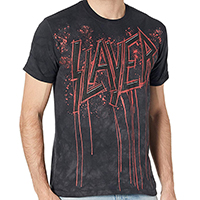 Slayer- Raining Blood (Large Print) on a black tie dye shirt