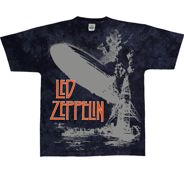 Led Zeppelin- Oversize Zeppelin on a black tie dye shirt