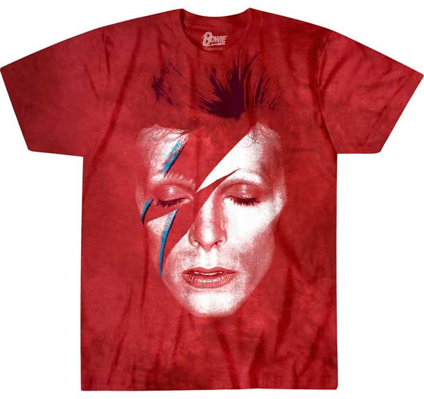 David Bowie- Alladin Sane on a red tie dye shirt