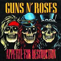 Guns N Roses- Appetite For Destruction (3 Skulls) on a black shirt