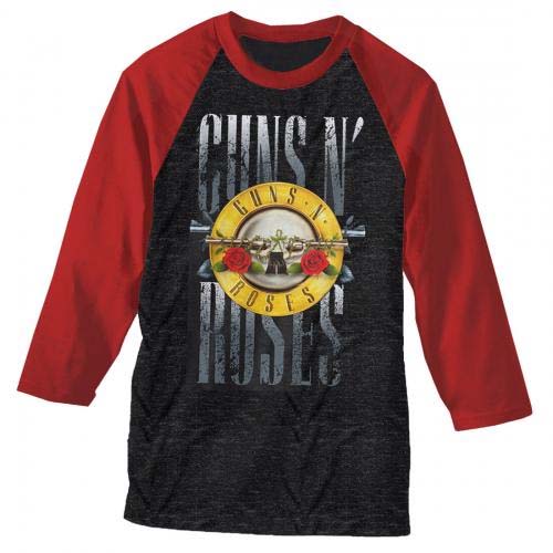 Guns N Roses- Logo on a grey & red 3/4 sleeve shirt (Sale price!)