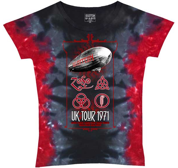 Led Zeppelin- UK Tour 1971 tie dye girls fitted shirt