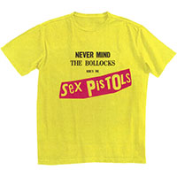 Sex Pistols- Never Mind The Bollocks on a yellow shirt